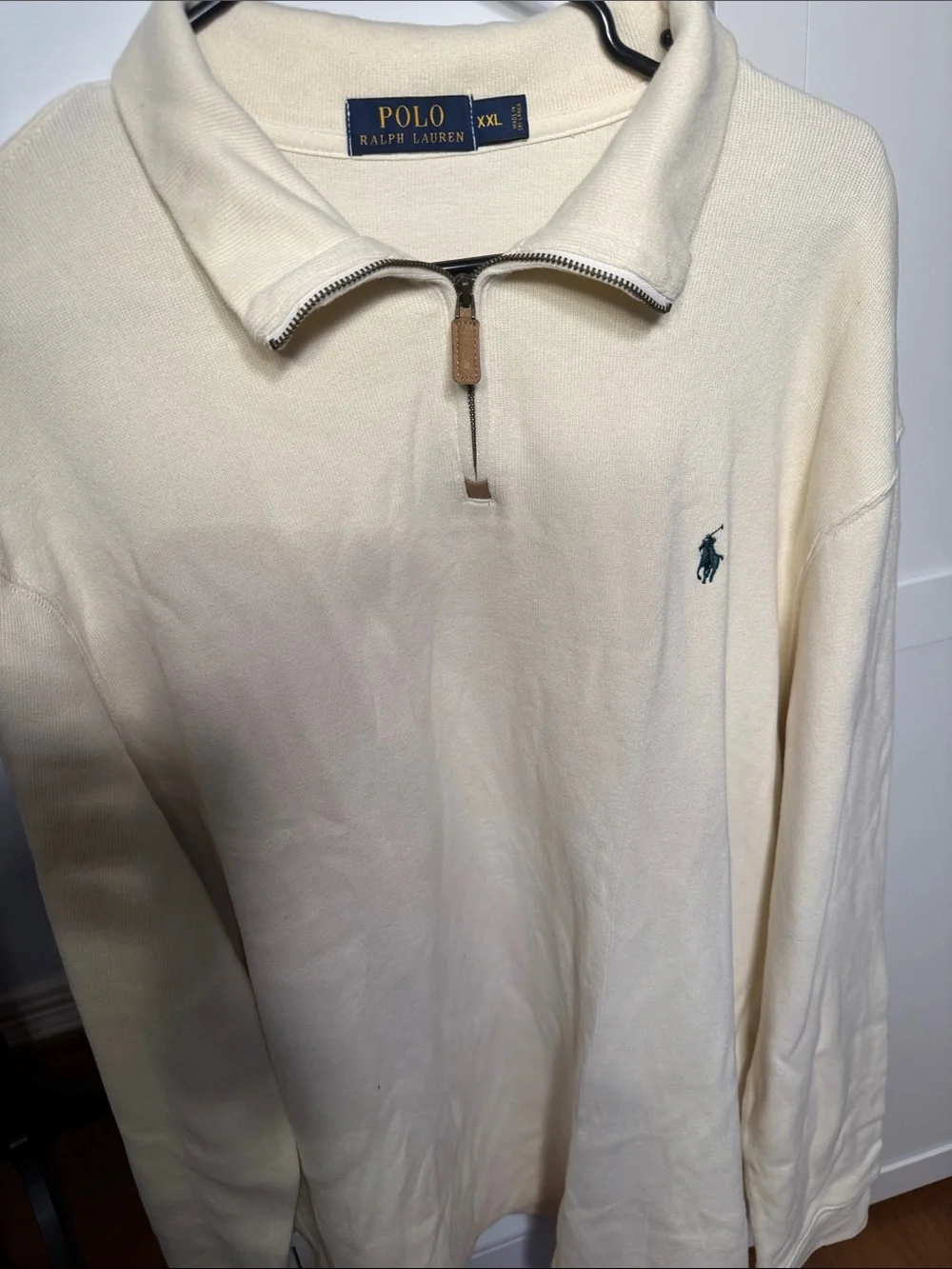 Polo by Ralph Lauren Cream Half-Zip Pullover with Green Pony